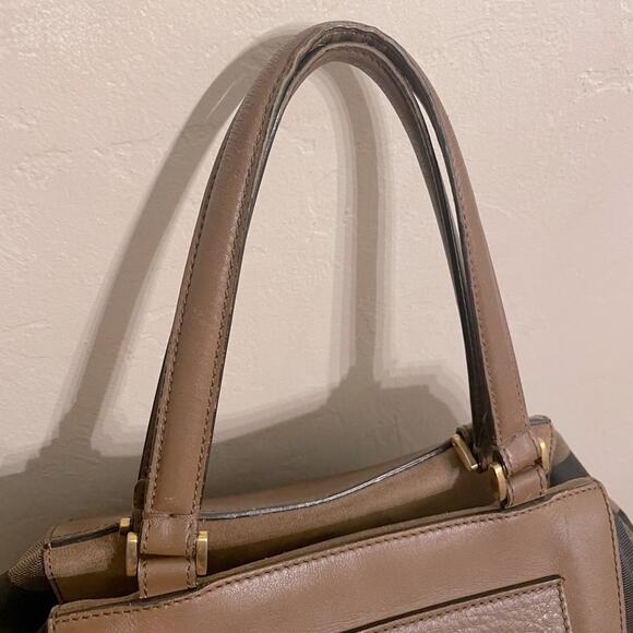 Fendi Foresta Boston Pequin Striped Suede & Leather Box Tote Satchel Bag - Picture 10 of 16